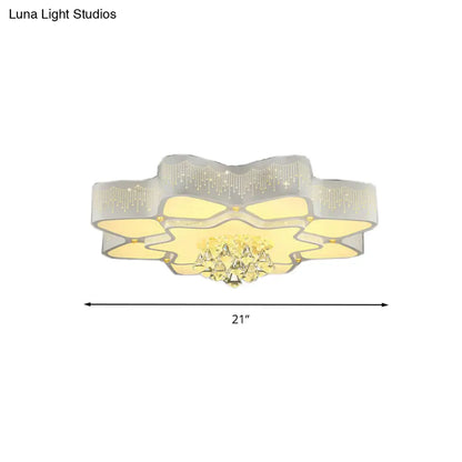DecorBites™ DecorBites™ Modern White LED Flower Crystal Ceiling Lamp – 21"/24.5"/31.5" Flush Mount for Living Room