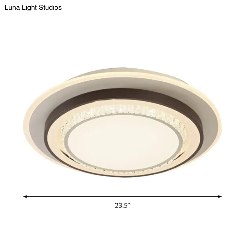 DecorBites™ DecorBites™ Modern White LED Flush Mount Lamp with Square-Cut Crystals - Stylish Close-to-Ceiling Lighting