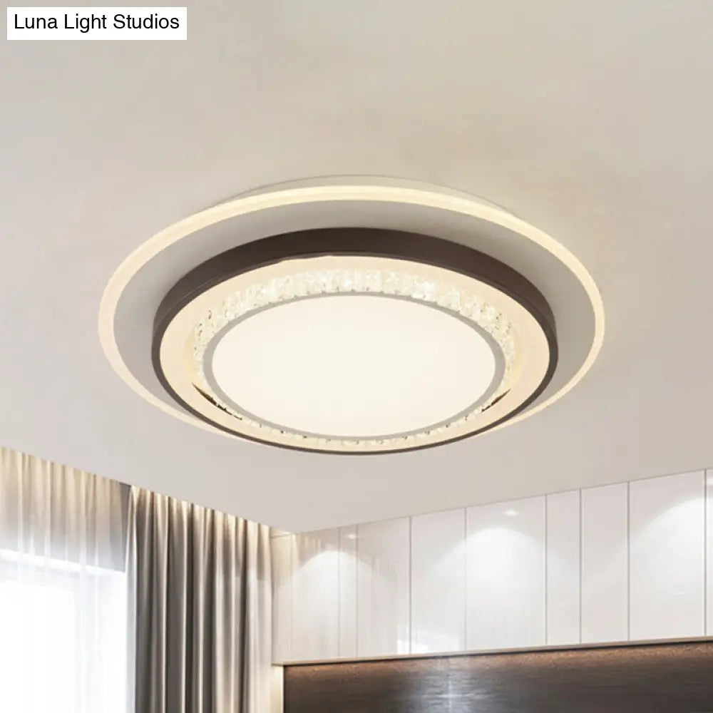 DecorBites™ DecorBites™ Modern White LED Flush Mount Lamp with Square-Cut Crystals - Stylish Close-to-Ceiling Lighting