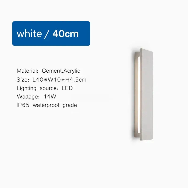Modern white decorbites led limestone sconce with slim vertical cement and acrylic design for garden porch wall light
