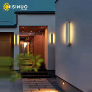 Modern white led limestone sconce by decorbites with sleek rectangular design and warm yellow light for garden porch decor