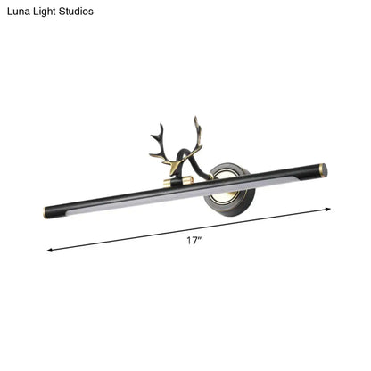 Modern white led toilet vanity light with black metal shade featuring black and gold deer antler-themed wall sconce design 220v-240v 110v-120v