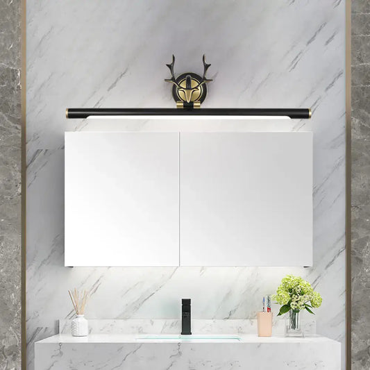 Modern white bathroom cabinet with two doors and led toilet vanity light featuring a black metal shade 220v-240v 110v-120v