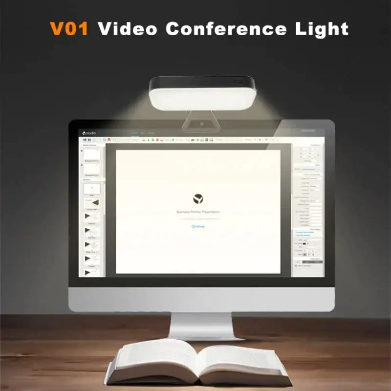 Modern white led video light with matte black frame and illuminated surface for office and live broadcast use