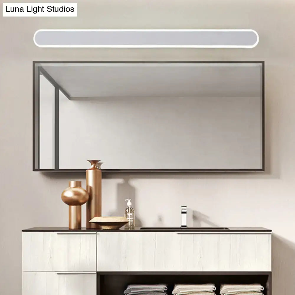 Modern rectangular bathroom mirror with sleek black frame featuring white led wall light fixture for bathroom use