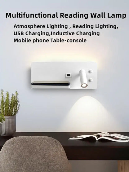 Modern white led wall light with usb charging and adjustable spotlight for bedroom featuring decorbites led wall lamp design