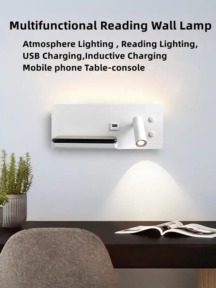 Modern white led wall light with usb charging and adjustable spotlight for bedroom featuring decorbites led wall lamp design