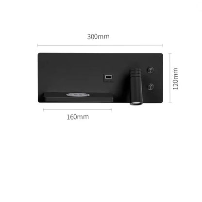 Black matte finish wall lamp with adjustable spotlight and integrated usb port for modern bedroom led wall light decorbites led wall