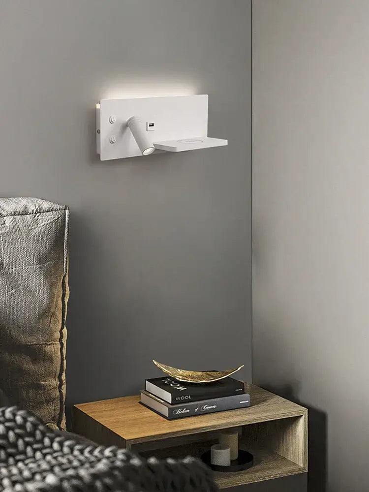 Modern white led wall lamp with usb charging port featuring a sleek design for bedroom decorbites led wall light