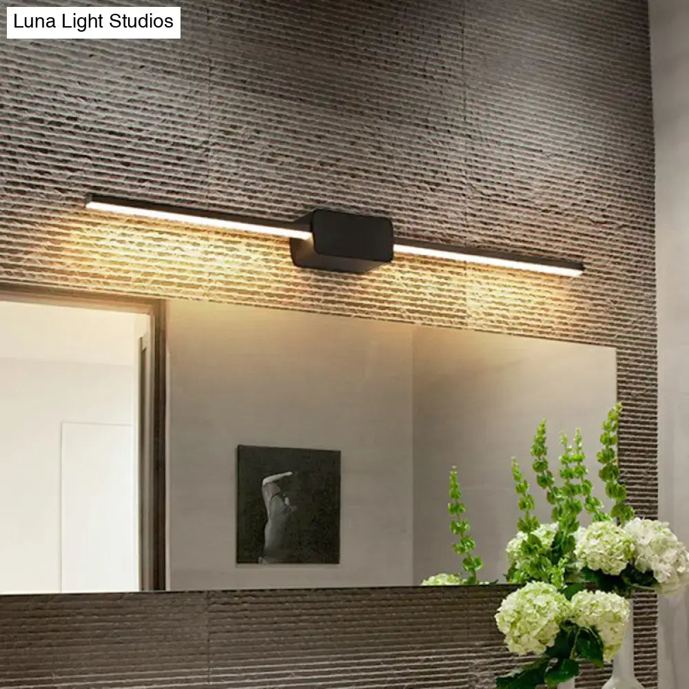 Modern black rectangular led wall mounted bathroom vanity lamp with sleek minimalist design and warm led illumination