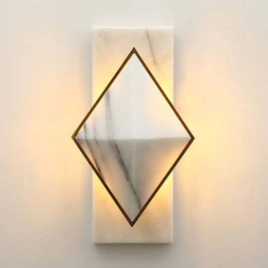 DecorBites™ DecorBites™ Modern White LED Wall Sconce: Stone Rhombus and Rectangle Design for Corridor