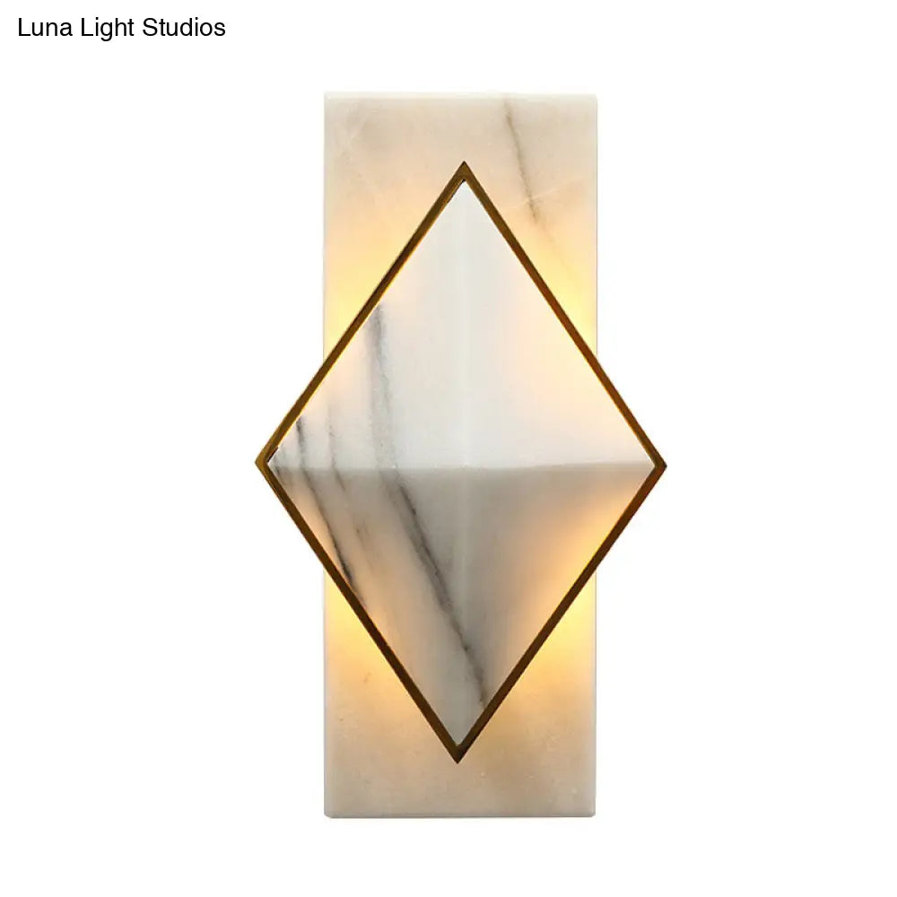 DecorBites™ DecorBites™ Modern White LED Wall Sconce: Stone Rhombus and Rectangle Design for Corridor
