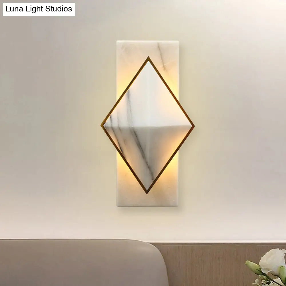 DecorBites™ DecorBites™ Modern White LED Wall Sconce: Stone Rhombus and Rectangle Design for Corridor