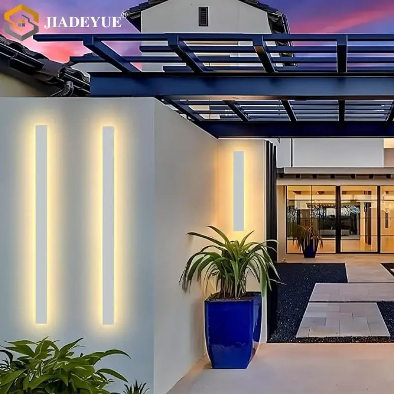 Modern white led waterproof garden wall lamp decorbites led waterproof slim sconce emits warm white light on exterior walls