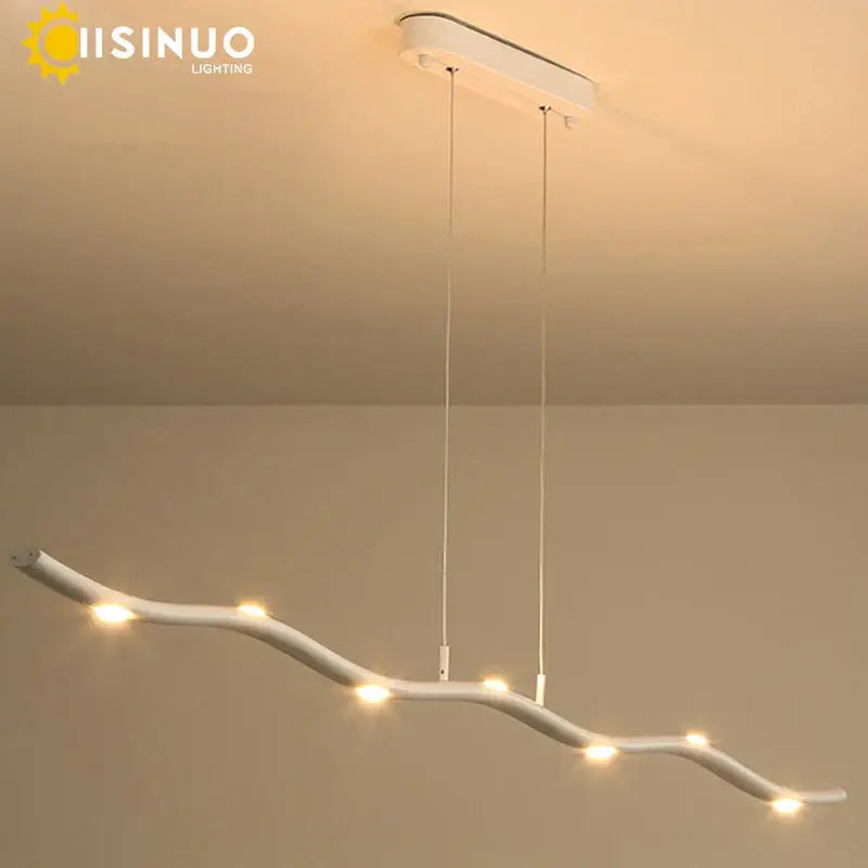 Modern white led wave pendant light with integrated warm led bulbs shaped like a white branch for dining room decorbites pendant light