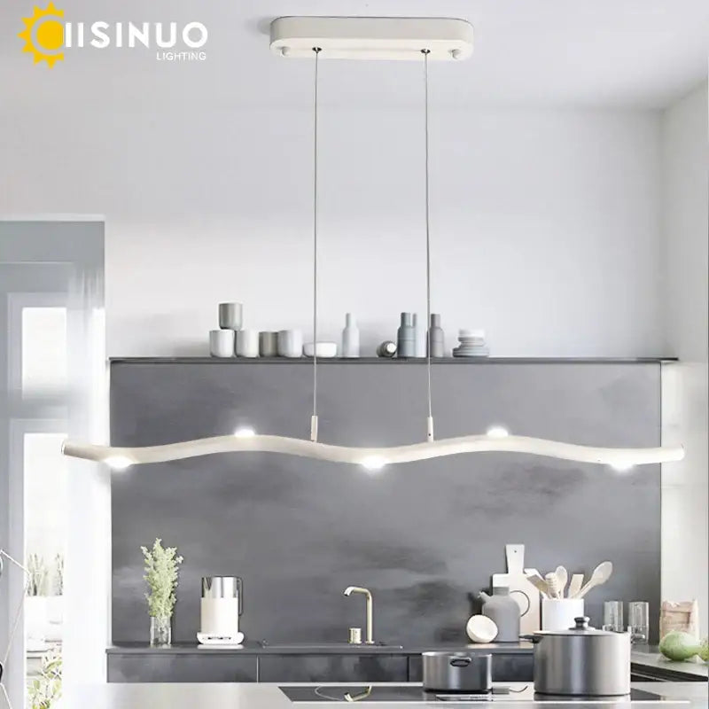 Modern white led wave pendant light with sleek curved design and integrated decorbites led wave lighting for dining room decor