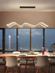 Modern white led wave pendant light with sleek wavy design and glowing illumination for living room decorbites pendant light