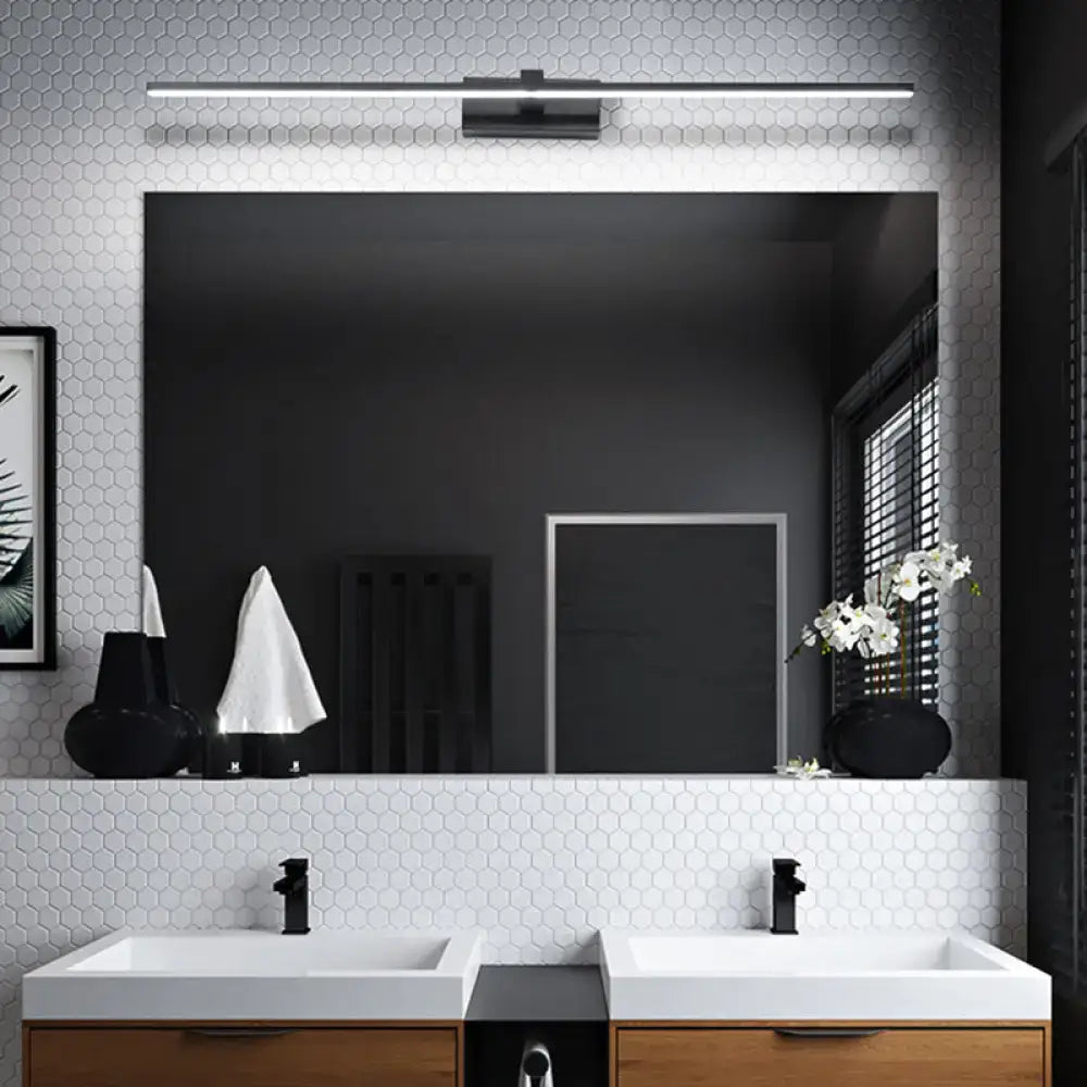 DecorBites™ modern linear LED wall sconce with sleek silver finish and slim rectangular design for minimalist bathroom lighting