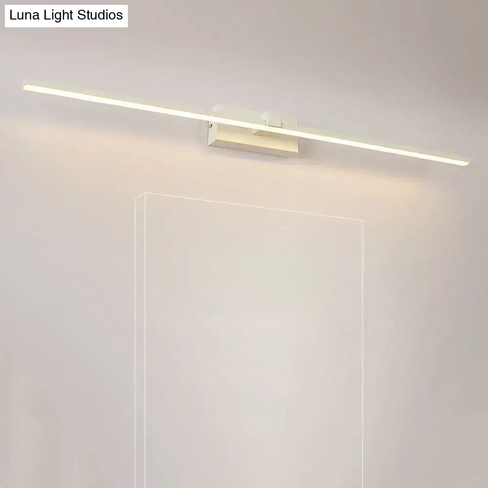 Modern white led wall sconce with a sleek minimalist design for bathroom vanity lighting by DecorBites™