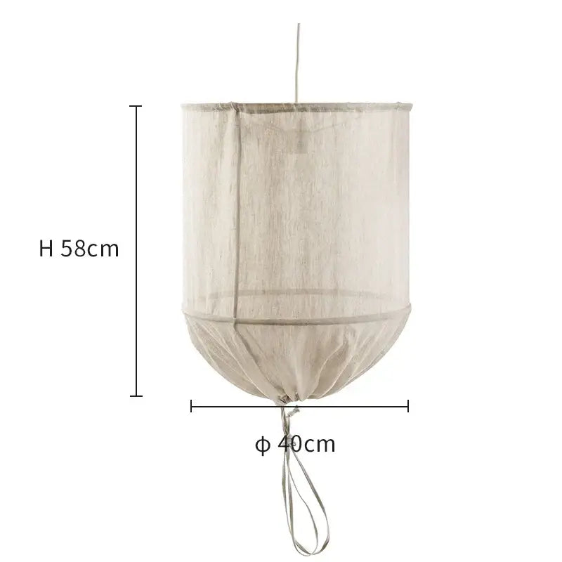 Beige linen cotton pendant lamp insect net with 58cm height and 40cm diameter for kitchen island decorbites lighting
