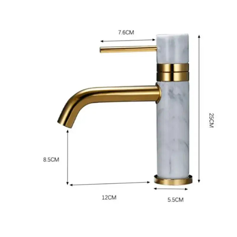 Modern white marble bathroom faucet with brushed gold trim and swivel spout for decorbites brushed gold bathroom decor