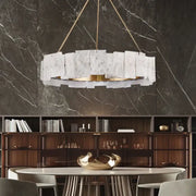 Modern white marble and gold cloud mist glass pendant lights featuring translucent panels for dining room decorbites cloud mist