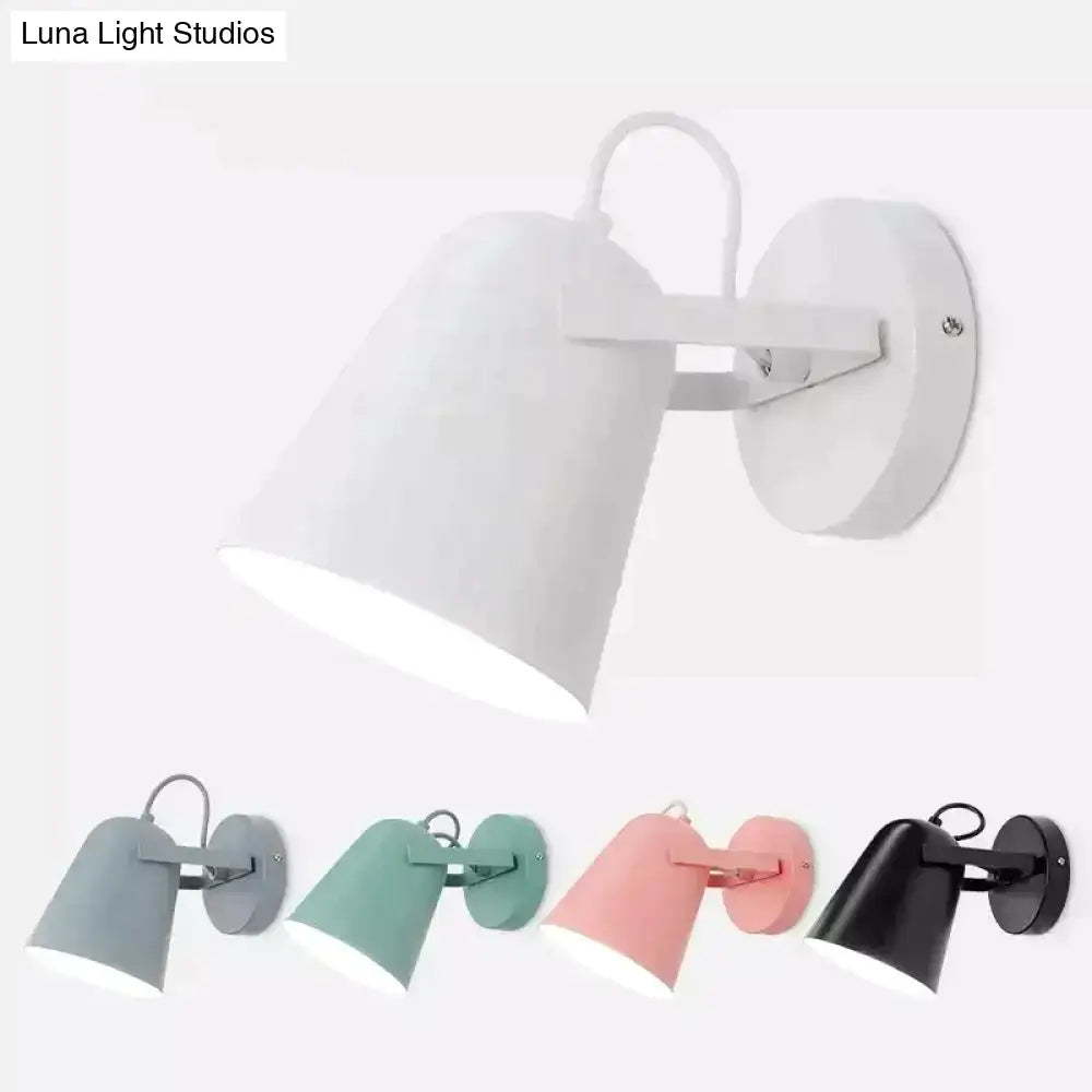 Modern white matte adjustable ferrell wall lamp with sleek design and adjustable arm for bedroom spotlight use