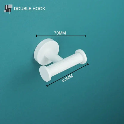 Modern white matte metal bathroom accessory set featuring a white plastic double hook with textured grip decorbites bathroom accessory