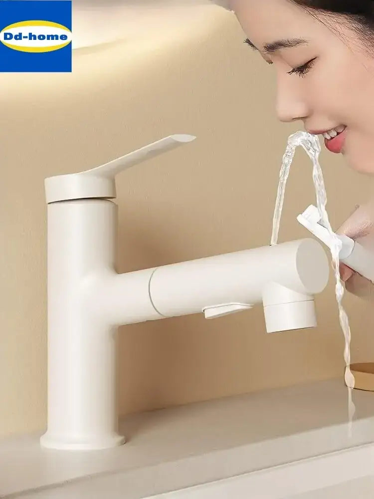 Modern white matte pull-out faucet with single handle for kitchen decorbites basin faucet featuring sleek design