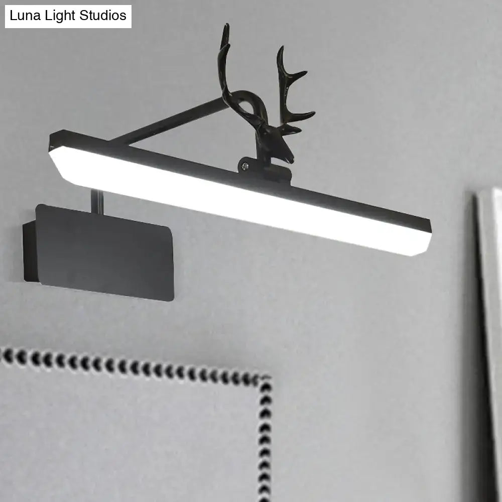 Modern white metal antler vanity wall lamp with black metal deer head led task light for bathroom vanity wall use
