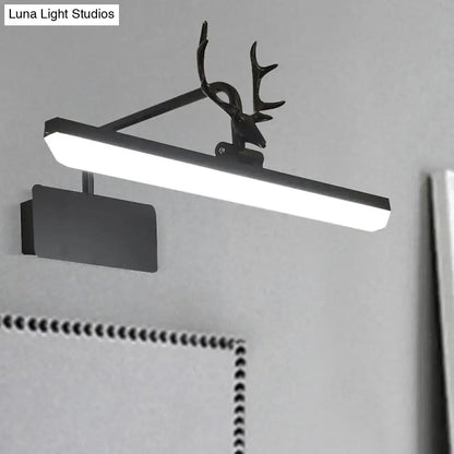 Modern white metal antler vanity wall lamp with black metal deer head led task light for bathroom vanity wall use