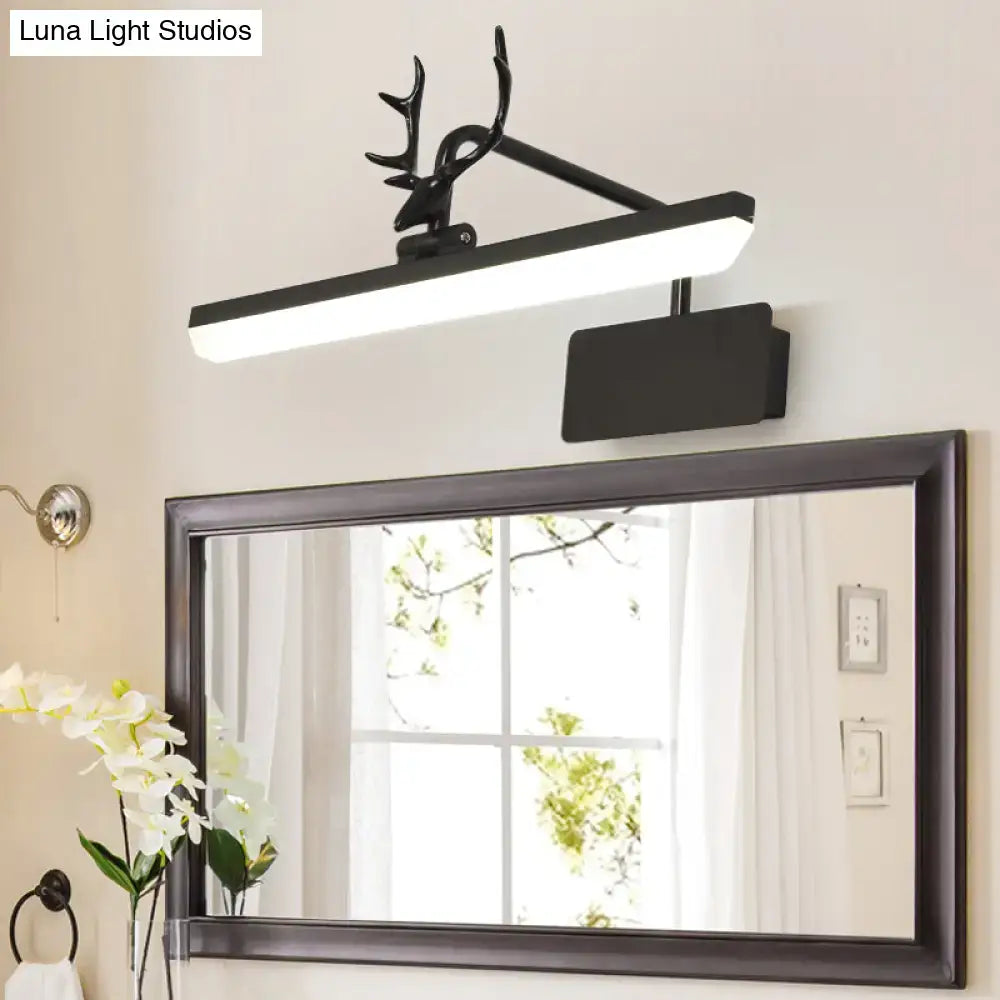 Modern white metal antler vanity wall lamp with black deer-head mounted led vanity wall lamp fixture for bathroom use