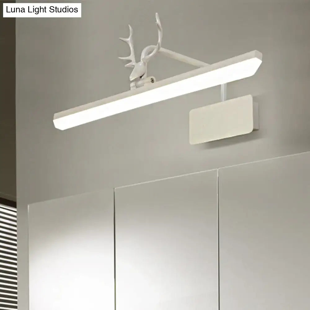 Modern white metal vanity wall lamp with led light and deer head antler design for bathroom use