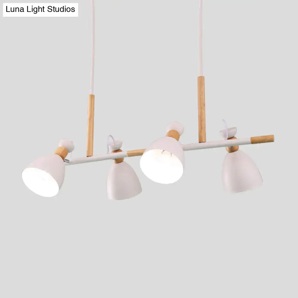 Modern white and wood metal dome shade island chandelier with three adjustable lamp heads nordic style pendant lamp