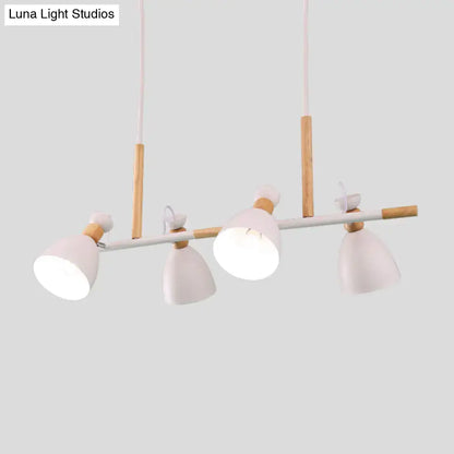 Modern white and wood metal dome shade island chandelier with three adjustable lamp heads nordic style pendant lamp