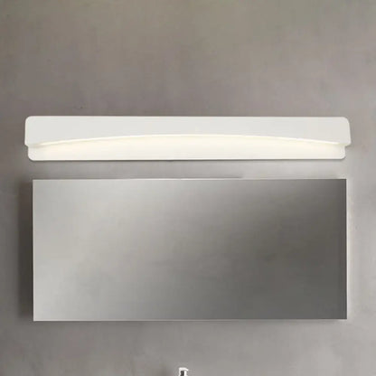 Modern white metal shade led wall sconce bathroom light with sleek 220v-240v design mounted above stainless steel mirror