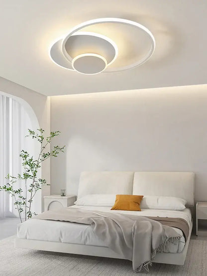 Modern white minimalist circles led ceiling light with concentric rings and soft ambient glow for bedroom decorbites circles led ceiling