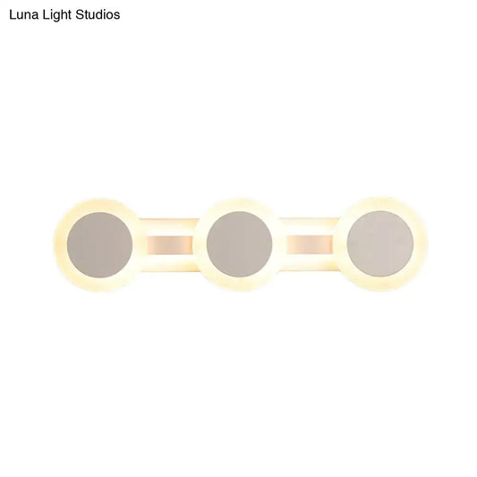Modern white minimalist led vanity light bathroom wall sconce with sleek three-light design and maximum bulb wattage for 110v-120v use