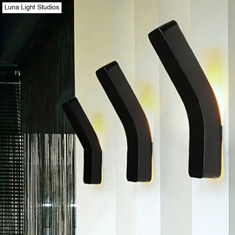 Modern white minimalist led wall lamp with black sleek curved wall light designed for 110v-120v use in corridors