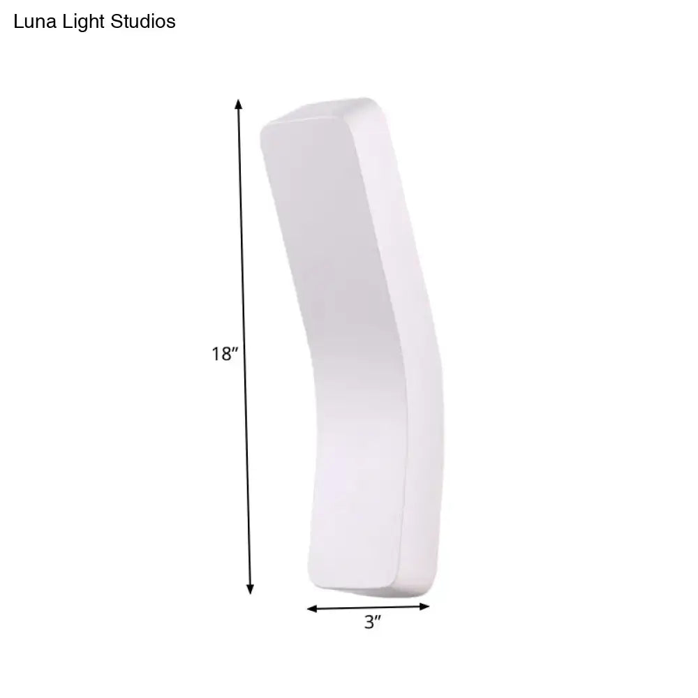 Modern white minimalist led wall light with sleek curved design for corridor available in 110v-120v and 220v-240v