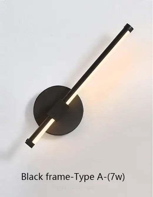 Modern black frame wall sconce with elongated horizontal led light bar for warm bedroom wall lamp decorbites led wall use