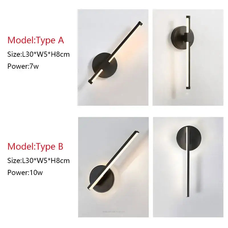 Modern black wall sconce with sleek minimalist design and illuminated linear light bar for bedroom decorbites led wall lamp
