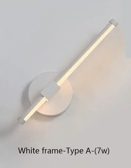 Modern white minimalist led wall sconce with a sleek frame and elongated illuminated led bar for bedroom wall lamp decorbites led wall