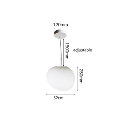 Modern white minimalist spherical pendant light with frosted glass and chrome rod for villa staircase decorbites cobblestone glass