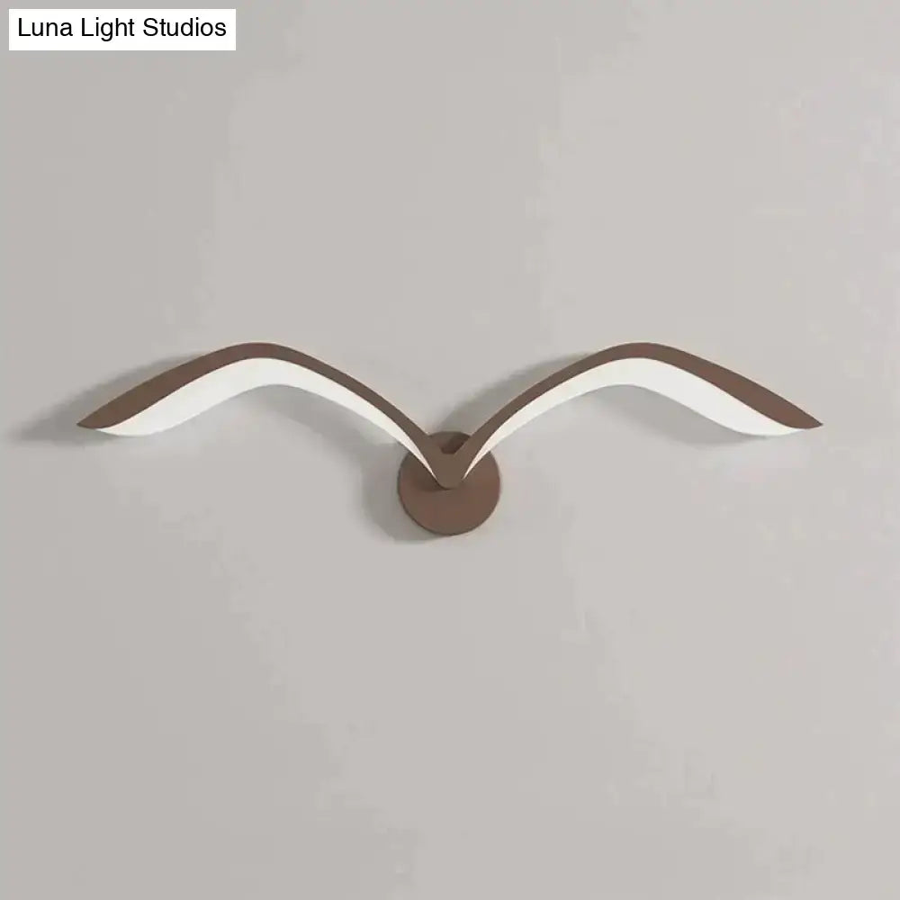 Modern white nordic avian style wall lamp in sleek white and brown matte finish for indoor bedroom use