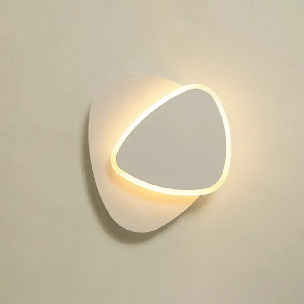 Modern white nordic wall lamp with acrylic shade 110v-120v featuring a triangular mirror and led light ring fixture type