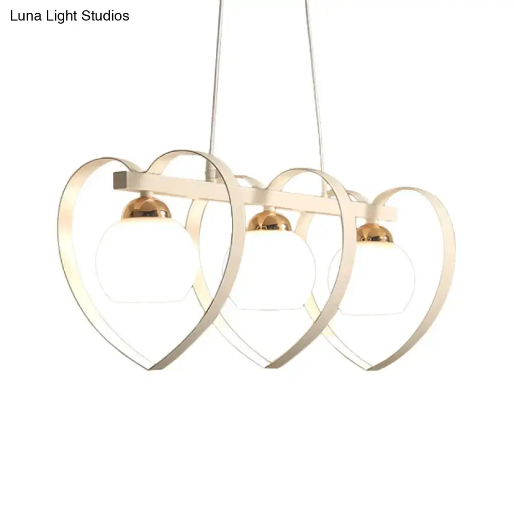 Decorbites contemporary opal glass island lighting 3 lights white heart frame pendant light with e26 e27 bulb base 110v-120v