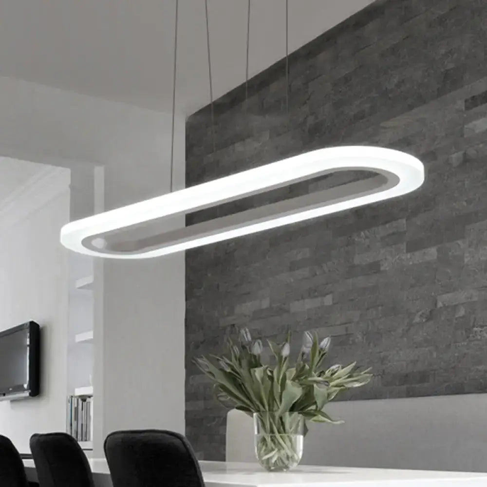 Modern white oval led office island ceiling light with sleek minimalist design for office island ceiling illumination
