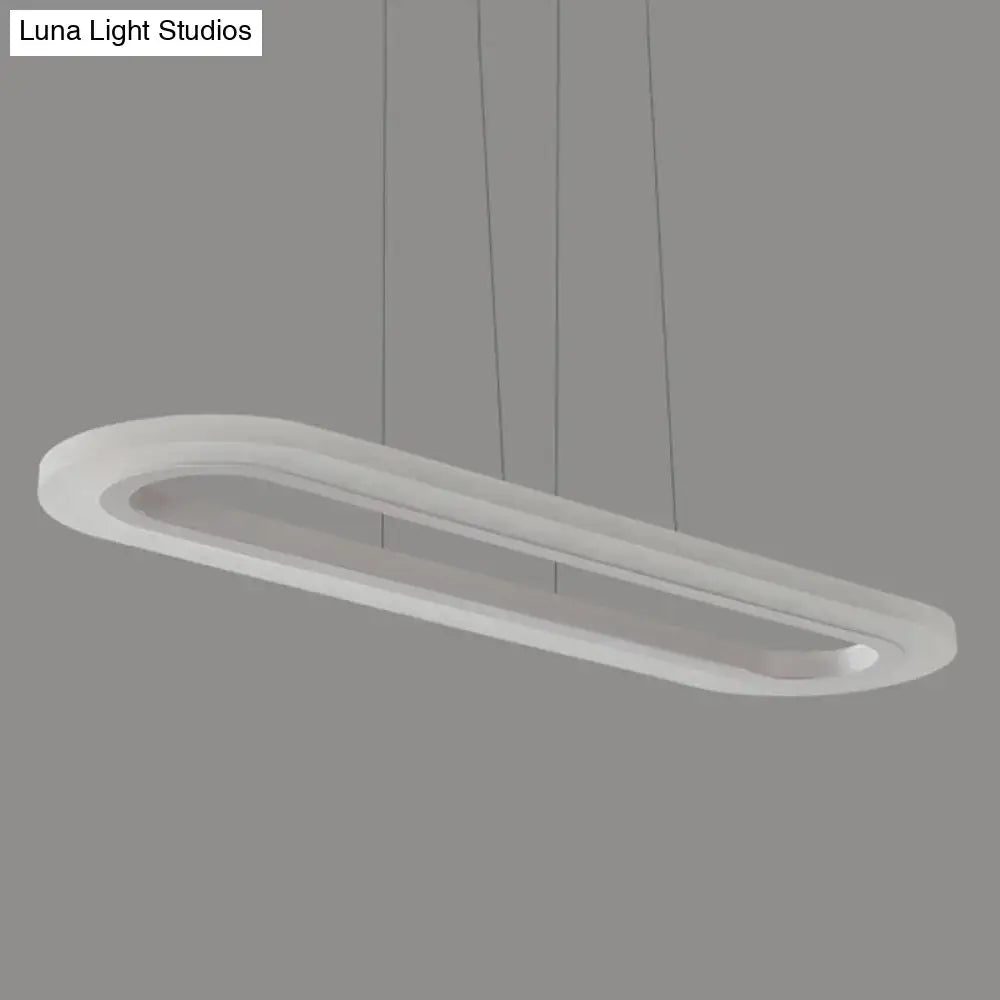 Modern white oval led office island ceiling light with sleek minimalist design and smooth matte finish for office island ceiling