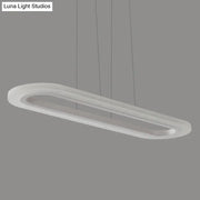 Modern white oval led office island ceiling light with sleek minimalist design and smooth matte finish for office island ceiling